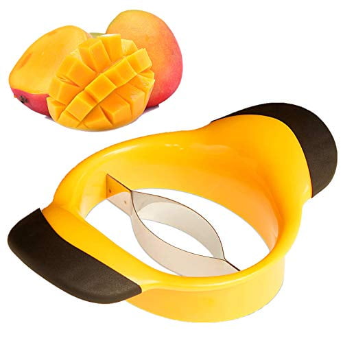 Cortador de mango, cuchilla divisora de acero inoxidable, para cortar y descorazonar mangos, color amarillo