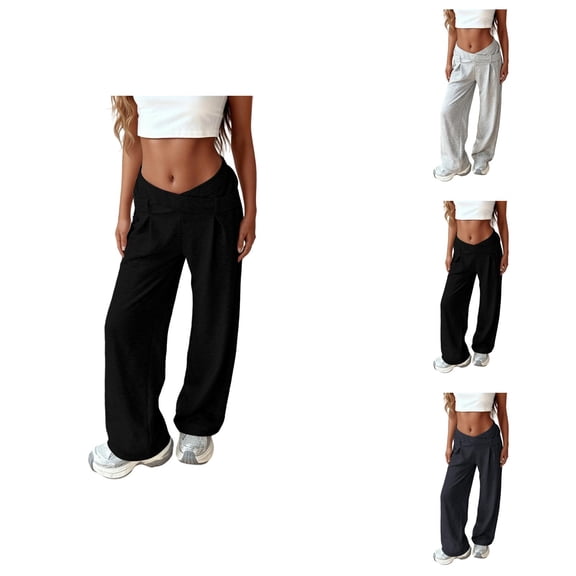 Flare Pants for Women 2026 Trendy Y2k High Waisted Criss Cross Bell Bottom Casual Loose Pants Streetwear