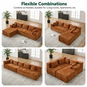 Behost 105 Modular Sectional Sofa for Living Room with Deep Seat, Chenille Cloud Couch for Relaxing, Chenille Rust
