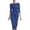 *Blue, variant on ClodeEU Women's Polka Dot Round Neck 3/4 Sleeve Self Belt Waist Bodycon Midi Pencil Dress,Vintage Elegant Cocktail Party Dress Army Green,Women's Plus L