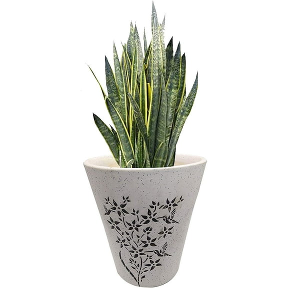 India Meets India Ceramic Flower Pot Designer Planter Vase Indoor Outdoor Planter Handicraft by Awarded Indian Artisan (5.5 Inch, White)