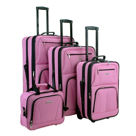Rockland Journey 4-pc. Expandable Softside Checked Luggage Set - Pink