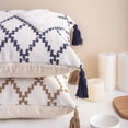 thumbnail image 6 of MOCOFO Decor Boho Tufted Decorative Throw Pillow Cover, 18x18 Square Cotton Woven Geometric Cushion Case with Tassels, Mosaic Pattern Accent Pillowcase for Sofa & Bed, Navy, 6 of 9