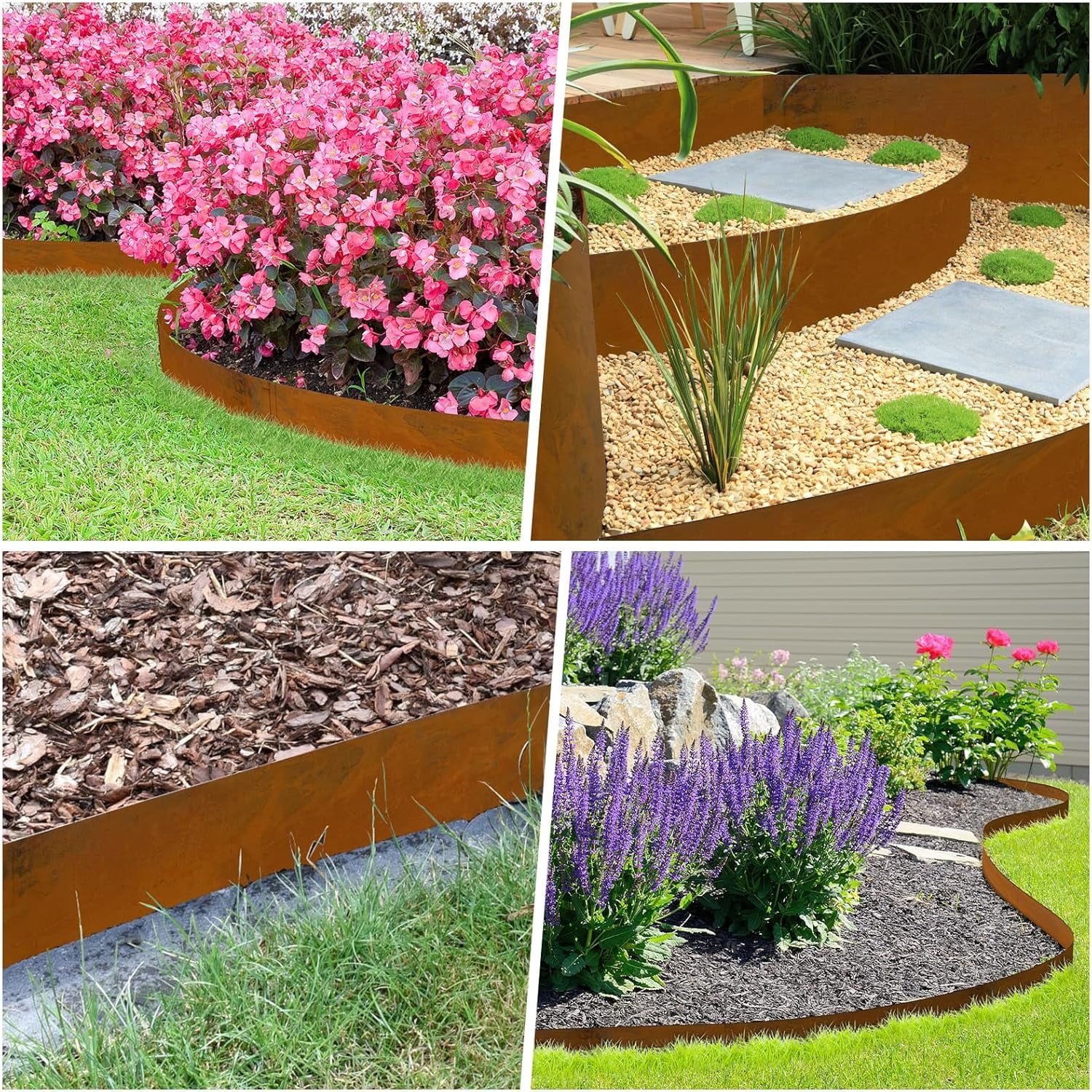 Co rten Steel Landscape Edging 12 Inch Tall 6 Packs, Pre-Rusted Metal Garden Edging, Hammer in Landscape Edging with 6 Clips and a Pair of Gloves, Steel Edging for Landscaping, Lawn Rusty