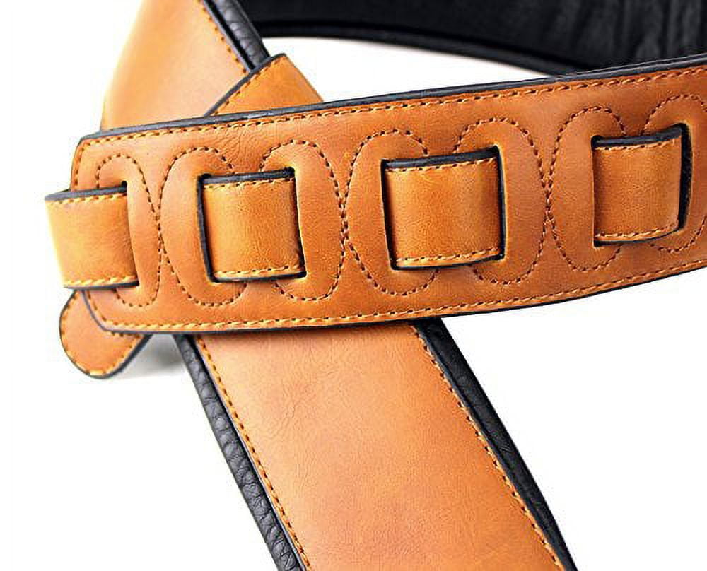 Walker & Williams G-905 Soft Natural Finish Saddle Tan Padded Guitar Strap