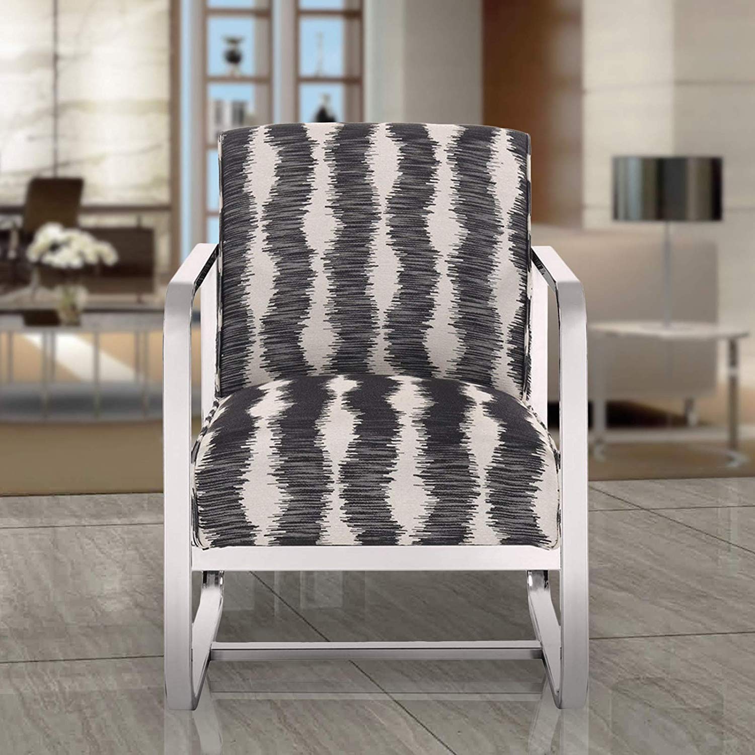 Magshion Sleek Jacquard Chrome Accent Chair - Walmart.com - Walmart.com