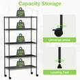 thumbnail image 3 of NiamVelo Wire Shelving 5 Tier Storage Shelf with Wheels Adjustable Metal Shelves Unit for Garage Home Kitchen Bathroom,60" H x 30" W x 14" D, 750Lbs Capacity, Black, 3 of 7