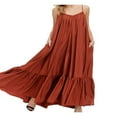 thumbnail image 1 of Robe Longue d'Été Décontractée et Fluide pour Femmes avec Poche, Bretelles Spaghetti, Encolure Dégagée, Ample, pour la Plage, 1 of 4