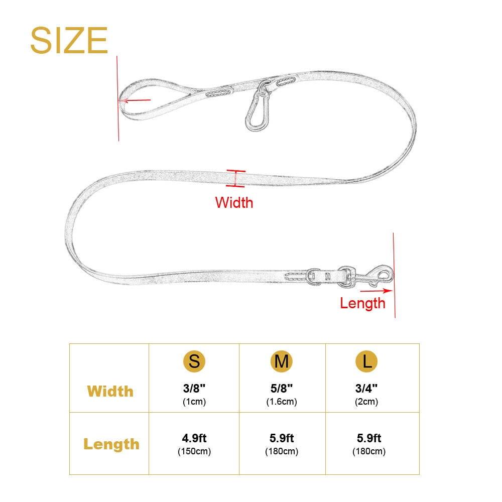 Didog 5/6ft Genuine Leather Dog Leash Heavy Duty Walking Training Lead for Medium Large Dogs