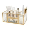 thumbnail image 1 of FSyueyun Vanity Organizador de maquillaje de vidrio transparente Soporte para brochas de maquillaje dorado Vitrina de almacenamiento de cosméticos para el cuidado de la piel Perfume Cómoda Encimera, 1 of 5