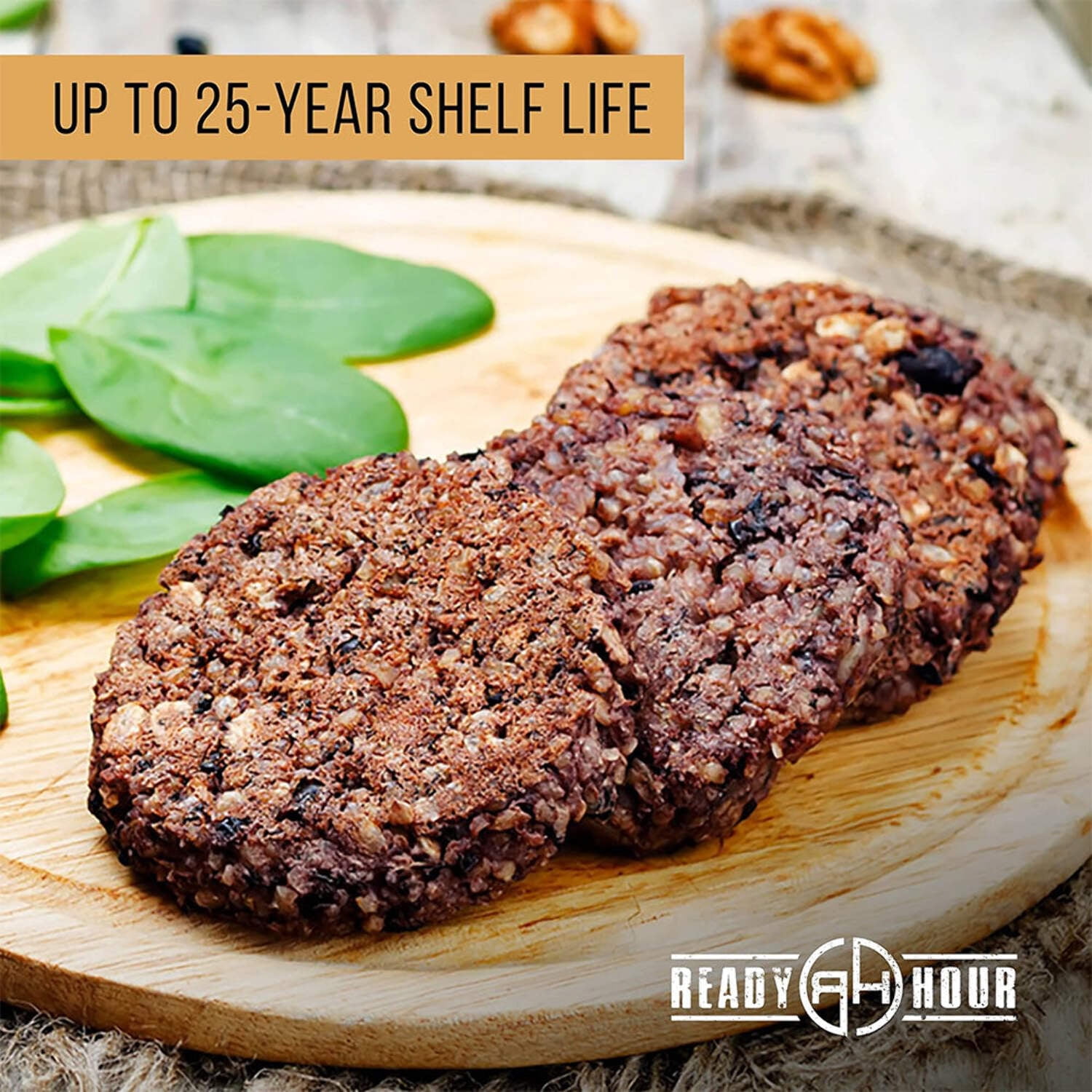 Black Bean Burger Mix, Real Non-Perishable Recipe, 25-Year Shelf Life, Emergency and Adventure Food Supply, Includes 10 Resealable Pouches, 60 Servings
