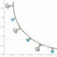 thumbnail image 2 of 925 Sterling Silver Turquoise Adjustable 9 10 Anklet Ankle Bracelet, 2 of 6