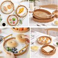 thumbnail image 2 of Round Rattan Serving Tray with Handles Wicker Tray Coffee Table Decorative Tray Hand Woven Serving Basket Ottoman Trays for Fruit Bread Parties Breakfast, 2 of 5