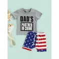 thumbnail image 2 of Kiapeise 4th of July Toddler Baby Boys Outfit American Flag Short Sleeve T-shirt  Tops Stripe Shorts Independence Day Clothes Set 0-3 Years, 2 of 8
