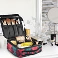 thumbnail image 5 of FORMRS Travel Makeup Bag Large Capacity Train Case Cosmetic Organizer with Adjustable Dividers, Vibrant Green Tartan Pattern, 5 of 8