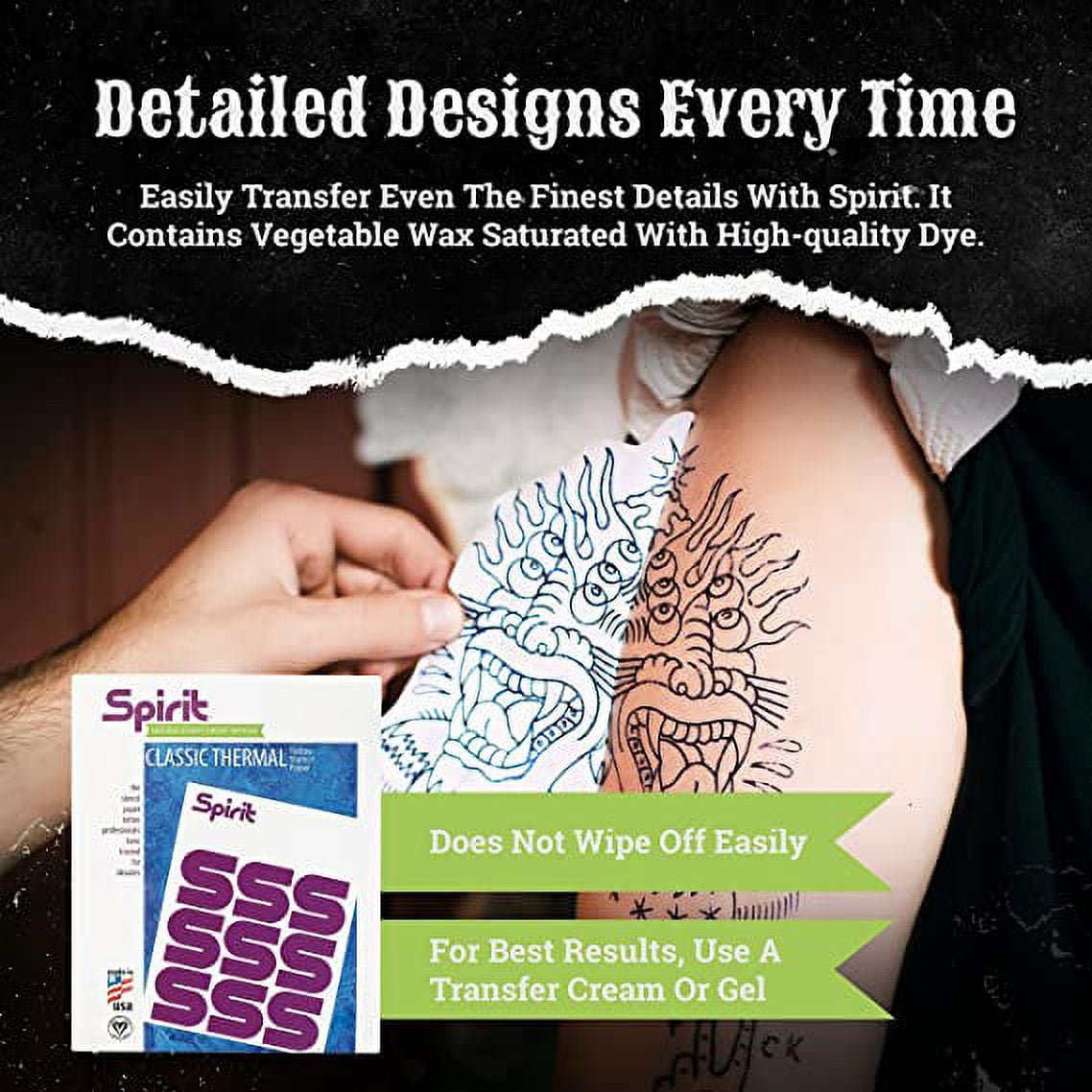 Spirit Stencil Paper for Tattooing High-Visibility Tattoo Transfer Paper, 25 Sheets
