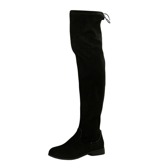 Boots for Women,Solid Color Flat Over The Knee Boots for Women Winter Autumn Fashion Long Stretchable Leg Warmers,Knee High Boots Women,Black,7