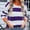 Purple, variant on Women's 2024 Fall Winter Oversized Striped Sweaters Crewneck Batwing Long Sleeve Knit Tops Pullover Loose Sweater Jumper