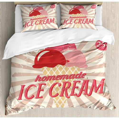 Ambesonne Ice Cream Vintage Sign In Town Quote Print Duvet Cover