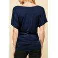 thumbnail image 4 of Made by Johnny Women's V Neck Short Sleeve Wrap Front Drape Dolman Top M NAVY, 4 of 6