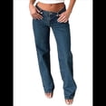thumbnail image 2 of Pantalones Vaqueros de Pierna para Mujer, Tiro Bajo, Holgados, de Pierna Recta, Estilo Boyfriend, Vaqueros Casuales Sueltos, Estilo Chica Y2K Azul Oscuro S, 2 of 9
