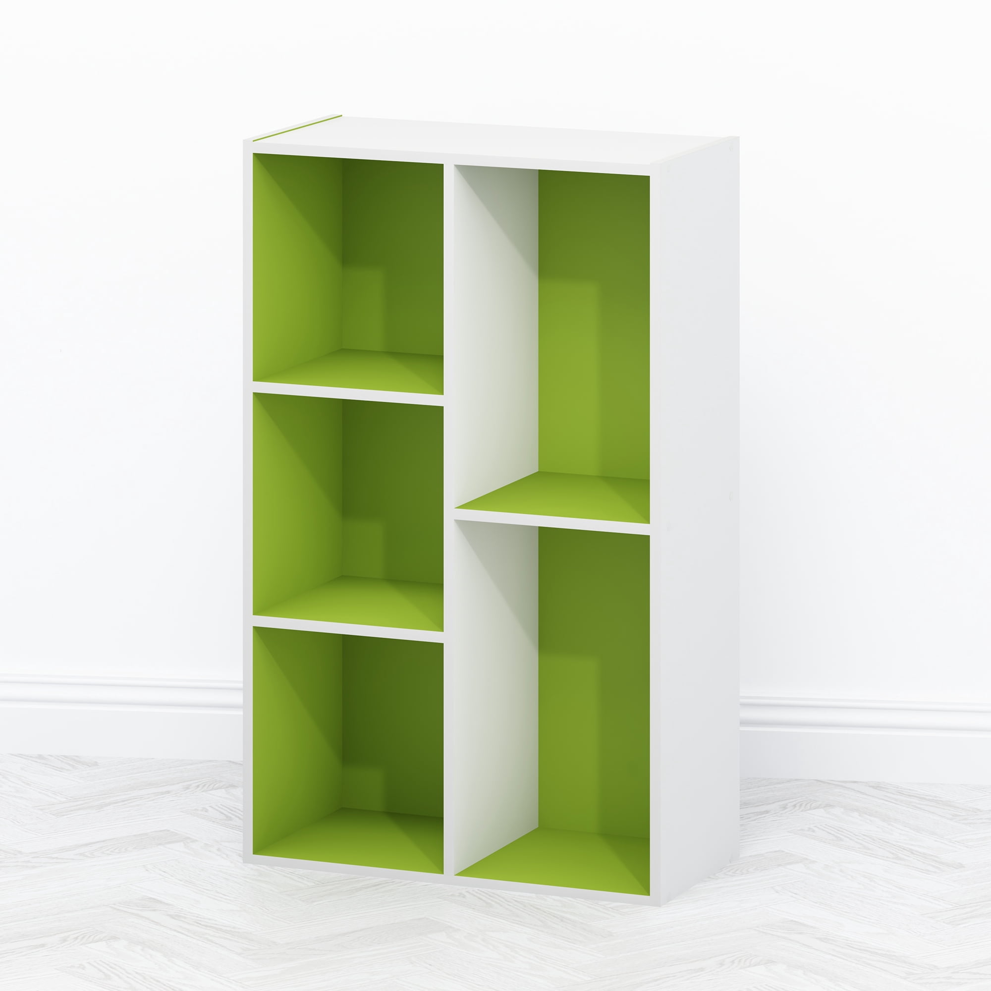 Furinno Tomi Organizer Bookcase, Bookshelf, 5-Cube, Green