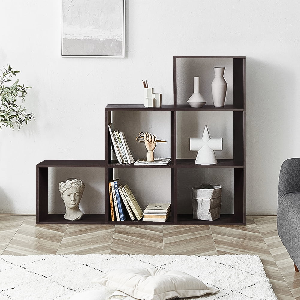 Kepooman Wood 6 Cube Organizer Storage, Modern Open Bookcase Bookshelf Cabinet, Dark Brown Kepooman Wood 6 Cube Organizer Storage, Modern Open Bookcase Bookshelf Cabinet, Dark Brown