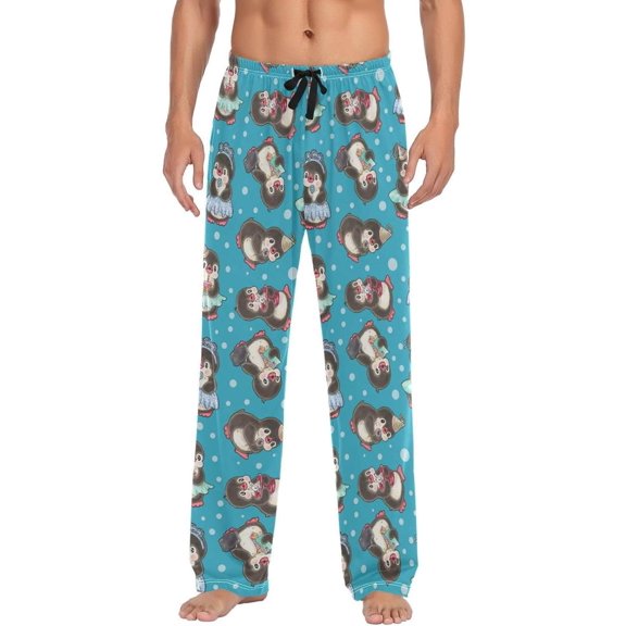 GZHJMY Penguin Pajama Pants for Men, Lounge Pants Lightweight Men Pajama Bottoms with Drawstring Pockets, Christmas New Year Birthday Gifts, X-Large