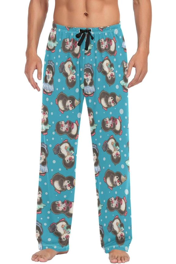 Penguin Pajama Pants for Men, Lounge Pants Lightweight Men Pajama Bottoms with Drawstring Pockets, Christmas New Year Birthday Gifts, Medium