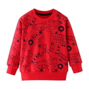 CM-Kid Toddler Boys Long Sleeve Shirt Excavator Sweatshirt Pullover Tops 2t