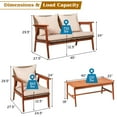 thumbnail image 2 of Patiojoy 4PCS Patio Outdoor Rattan Furniture Set Acacia Wood Frame Conversation Set w/Coffee Table Brown, 2 of 6