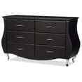 thumbnail image 1 of Baxton Studio Enzo Commode Double 6 Tiroirs en Similicuir Noir, 1 of 4