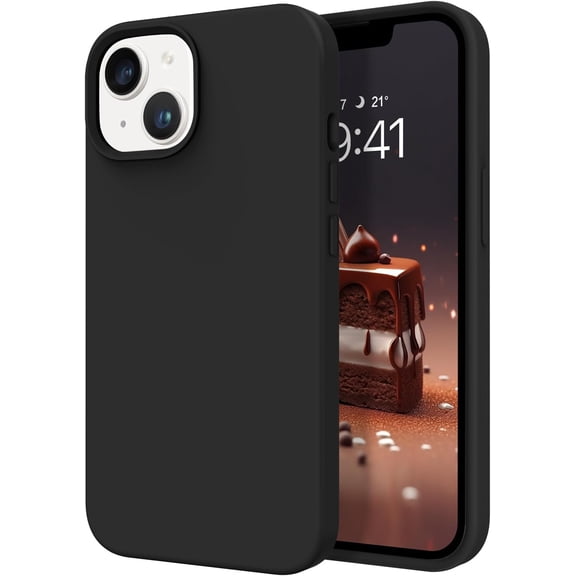 iPhone 13 Case, Liquid Silicone Soft Gel Rubber iPhone 13 Phone Case Slim Fit Cover with Microfiber Lining Shockproof Protective Phone Cases for iPhone 13 6.1 inch, Black