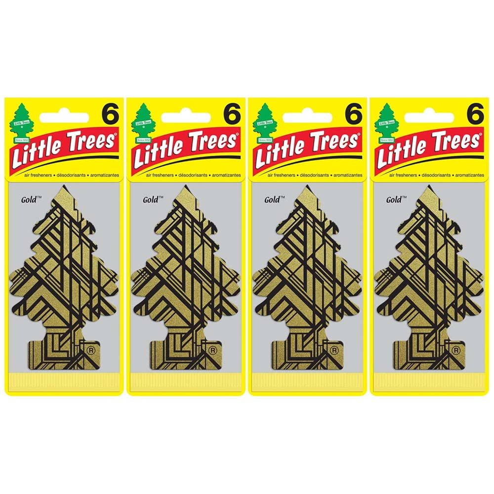 LITTLE TREES Car Air Freshener, Hanging Tree Gold, 24 Count, (4) 6