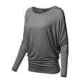 thumbnail image 3 of FashionOutfit Women's Casual Solid Boat Neck Long Dolman Sleeve Top - MADE in USA, 3 of 4