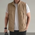 thumbnail image 2 of YFNNUP Big and Tall Men's Golf Vest Lightweight Casual Sleeveless Jacket Outerwear Windproof Water Resistant Grid Lining Vests with Zipper Pockets Khaki,L, 2 of 7