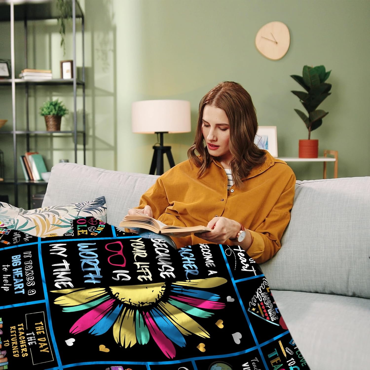 Teacher Appreciation Blanket - Thank You Gift for Women & Men Teachers, Back to School or End of Year Gift