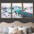 thumbnail image 3 of wall26 Framed Canvas Print Wall Art Set Arctic Winter Snow Waterfall Lake Nature Wilderness Photography Realism Rustic Landscape Colorful Cool for Living Room, Bedroom, Office - 16"x24"x3 N, 3 of 5