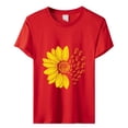 thumbnail image 4 of Women's T Shirts Short Sleeve Sunflower Butterfly Printed Shirt Round Neck Fashion Top Lightweight Soft Outfit Clothes Summer Casual T-shirt Tops, 4 of 5