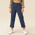 thumbnail image 4 of NAISIBABY Girls Capri Pants, Rolled-Cuff Straight Leg with Pockets Elastic Waist Kids Fashion School Uniform Pants Navy 12T, 4 of 8