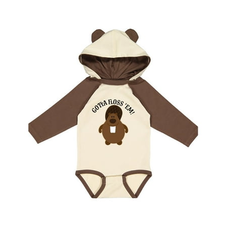 

Inktastic Beaver Tooth Care Floss Em Gift Baby Boy or Baby Girl Long Sleeve Bodysuit