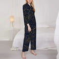 thumbnail image 3 of Salouo Copper-Gold Gloss Outline Flower Pattern Women's Pajamas Set Long Sleeve Button Down Sleepwear Soft Pj Lounge Sets for women 2 Piece Pjs Set with Long Pants-X-Large, 3 of 7