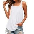 thumbnail image 6 of Eiyaclvo Tank Tops for Women Summer 2024 Fashion Square Neck Pleated Tops Sleeveless Solid Color Wide Strap Shirts Loose Fit Going Out Tank Tops, 6 of 8