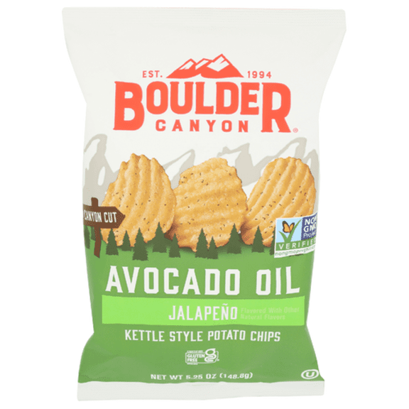 Boulder Canyon Jalapeno Avocado Oil Canyon Cut Potato Chips 5.25 oz - Pack of 3