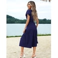 thumbnail image 6 of Zeagoo Midi Dresses for Women Casual Short Sleeve Long V Neck Button Down Tiered Dress with Pockets, 6 of 6