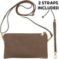 thumbnail image 6 of Humble Chic Clutch Purse Wristlets for Women - Taupe Vegan Leather Crossbody Large Wristlet, 6 of 10