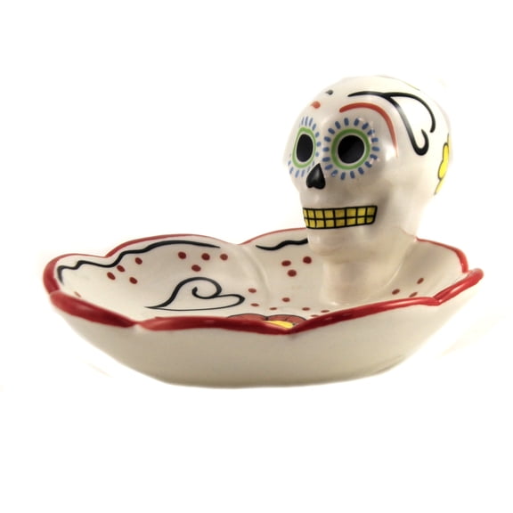 Tabletop Day Of The Dead Red Dish Ceramic Celebration Mexican Holiday 10759