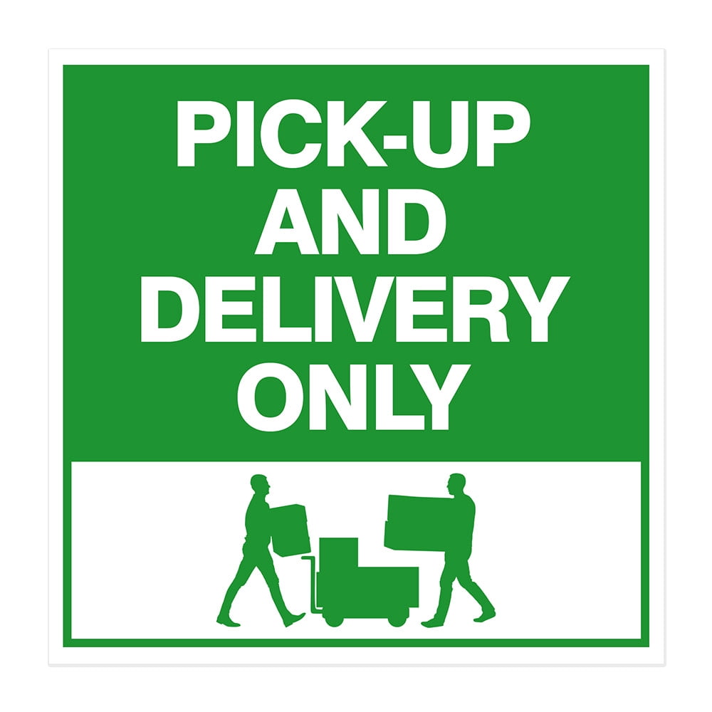 Square Plus Pick-Up And Delivery Only Wall or Door Sign | Health & Safety Warehouse Business Signage - Large