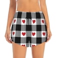 thumbnail image 3 of Uemuo Heart Black Buffalo Plaid Gingham Pattern Women's Athletic Shorts High Waisted Running Shorts with Liner Pockets Gym Elastic Workout Shorts-Medium, 3 of 9