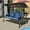 Blue, variant on NOBLEMOOD 3 Seat Outdoor Porch Swing with Polycarbonate Hardtop, Convertible Backrest, Cup Holder, Cushions & Pillows
